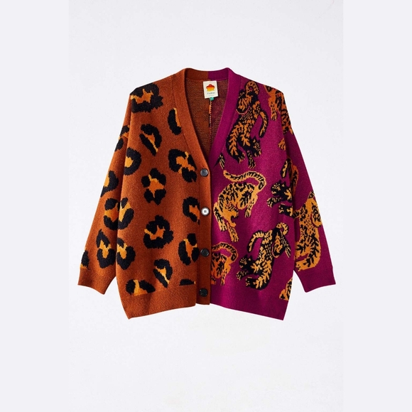 Farm Rio Mixed Wild Leopards Cardigan In Multi - Picture 3 of 5